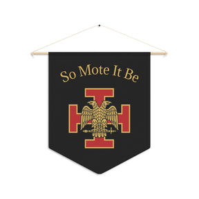 33rd Degree Scottish Rite Pennant - So Mote It Be with Red Cross & Double-Headed Eagle - Bricks Masons