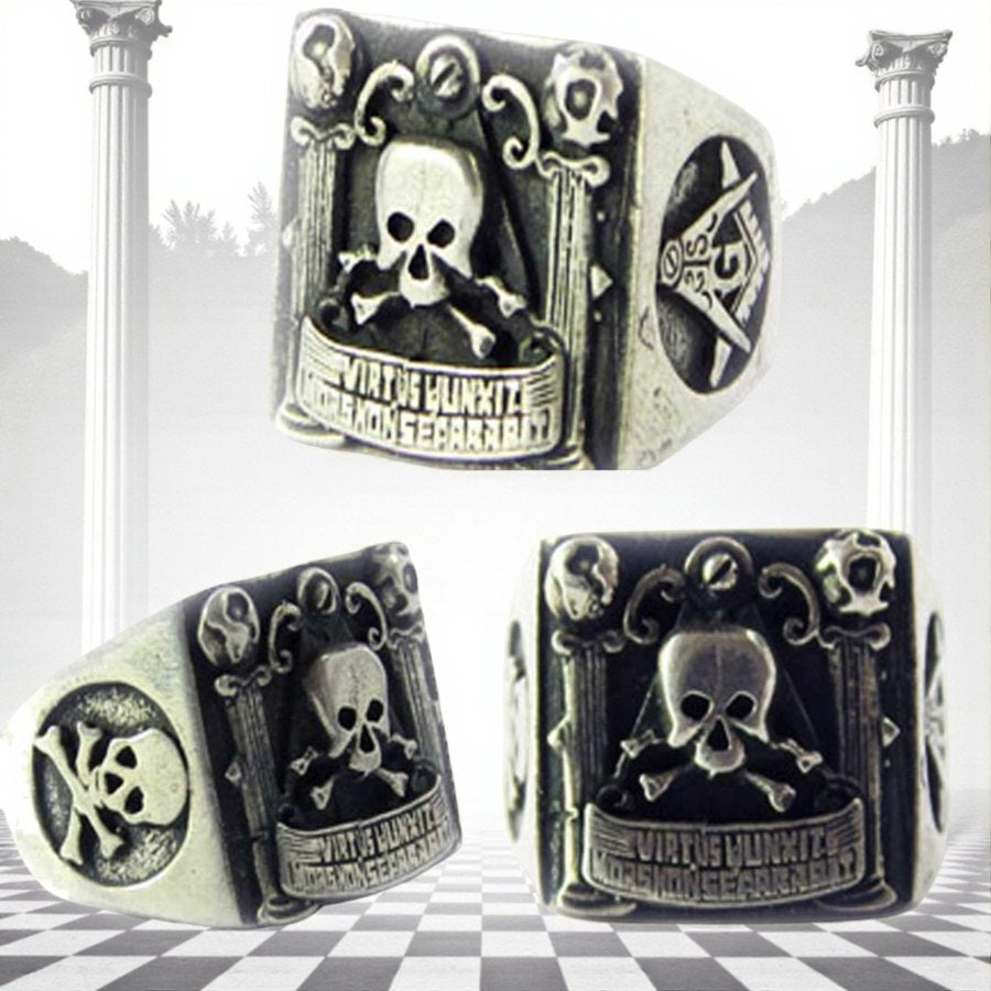 Masonic Ring Virtus Junxit Silver Freemasonry Art 70 - Bricks Masons