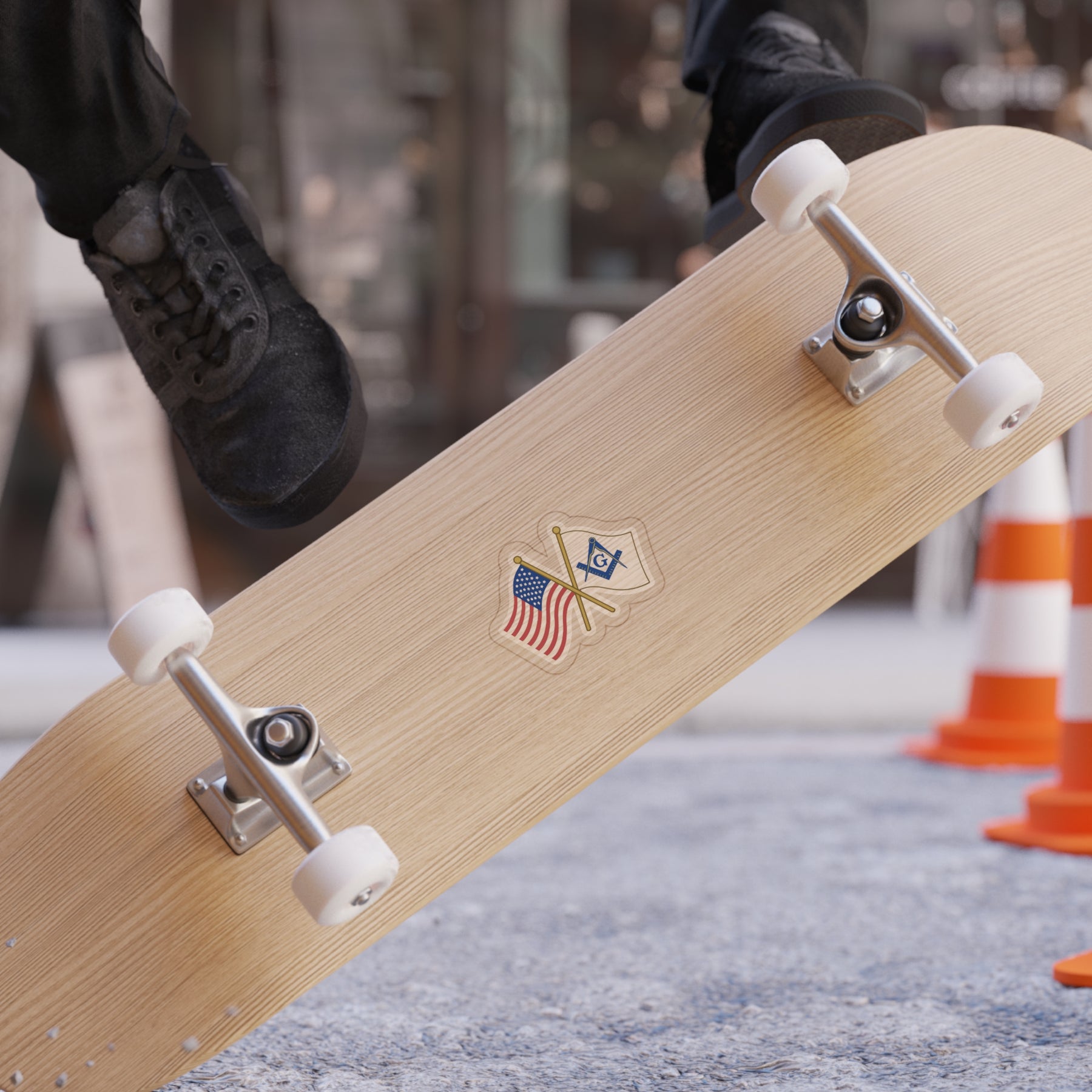 Master Mason Blue Lodge Sticker Decal - Water Resistant Vinyl Crossed Flags - Bricks Masons