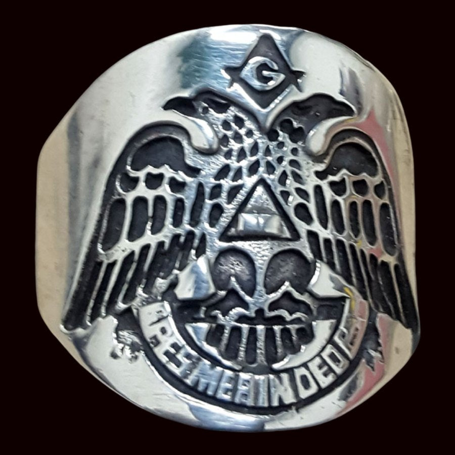 Masonic Ring Double-Headed Eagles Silver 2 cm 14 g Art 71 - Bricks Masons