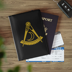District Deputy Grand Master Blue Lodge Passport Cover - Black & Gold PU Leather - Bricks Masons