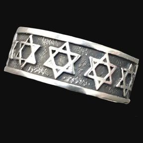 Star of David Ring in Silver 8gr Wide 0.8cm Art 765 - Bricks Masons