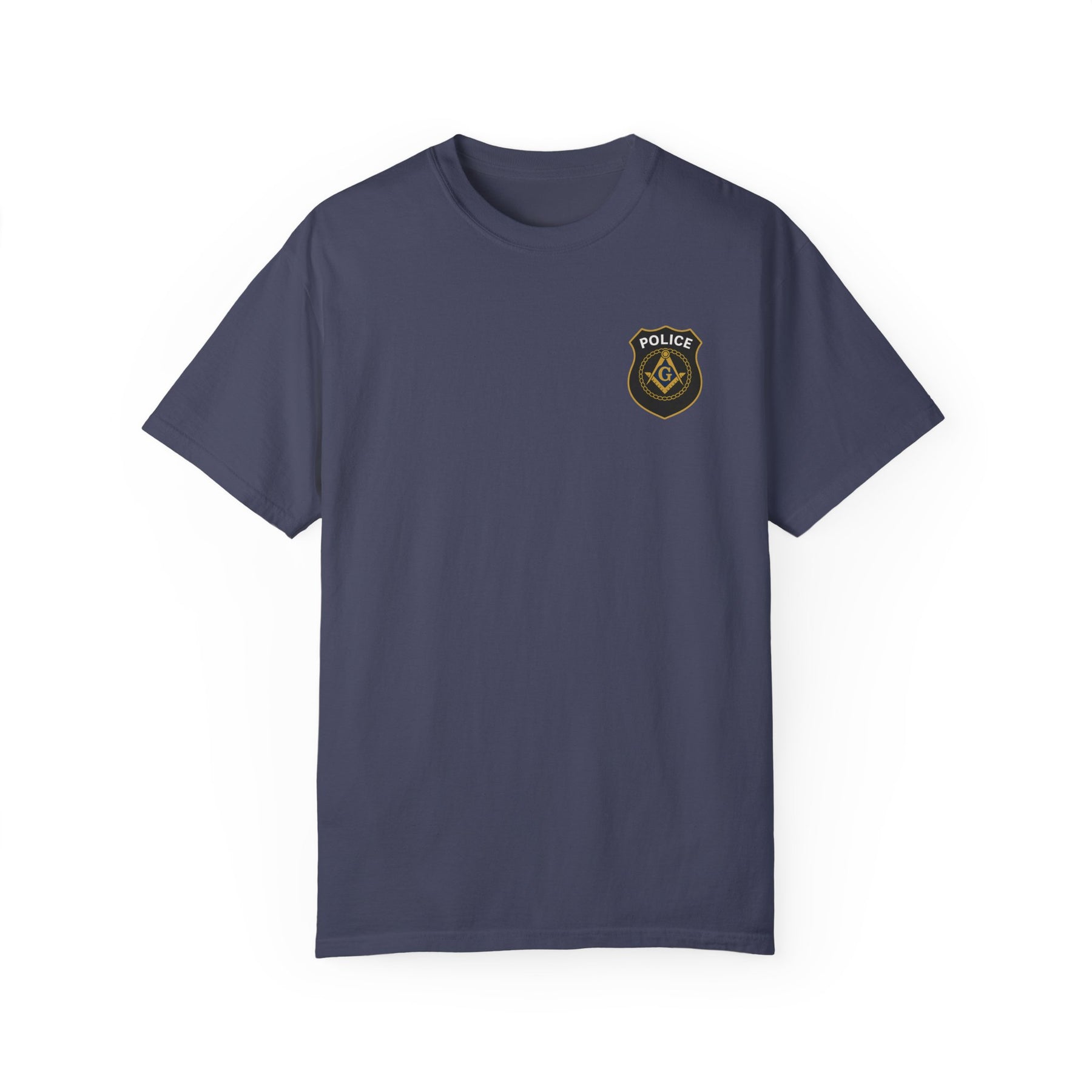 Master Mason Blue Lodge T-Shirt - Police Mason Garment-Dyed Tee - Bricks Masons