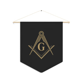 Master Mason Blue Lodge Pennant - Golden Square & Compass with G - Bricks Masons