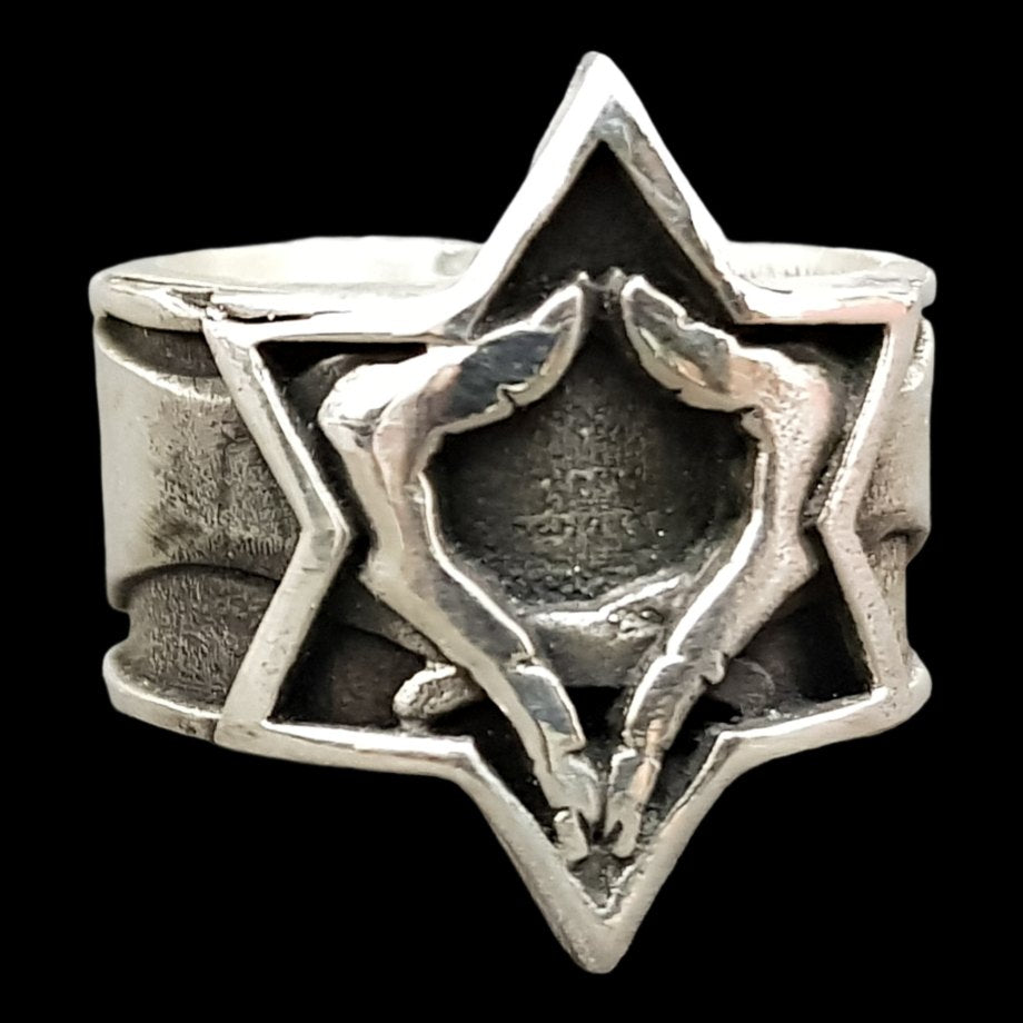 Rastafari Ring Trinity Symbol In Silver 16 Gr Cm Art 789 - Bricks Masons