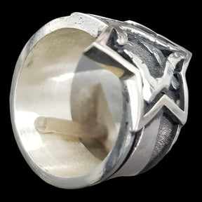 Rastafari Ring Trinity Symbol In Silver 16 Gr Cm Art 789 - Bricks Masons