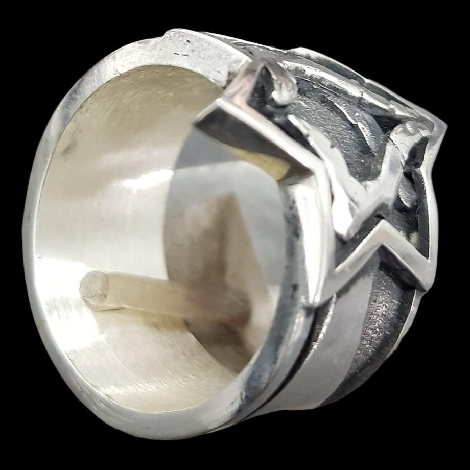 Rastafari Ring Trinity Symbol In Silver 16 Gr Cm Art 789 - Bricks Masons