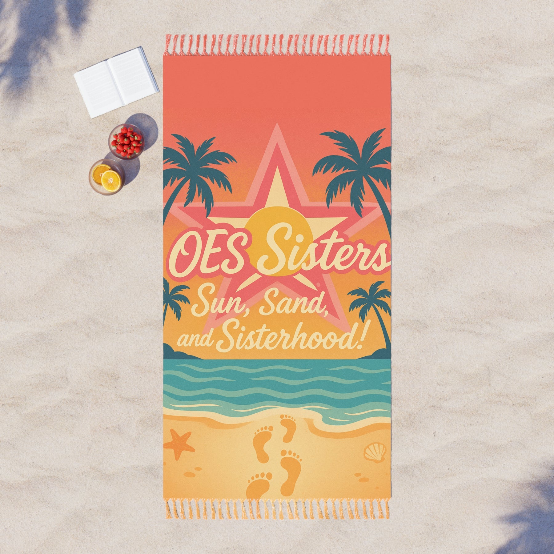OES Towel - Polyester With Knotted Tassels Beach Cloth - Bricks Masons