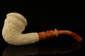 Master Mason Blue Lodge Meerschaum Pipe - Wax Coated With Square & Compass G - Bricks Masons