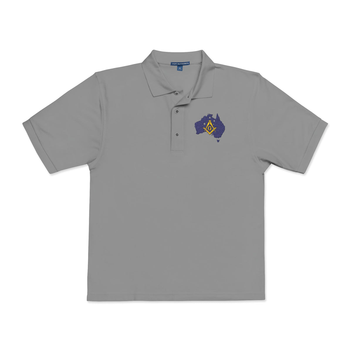 Master Mason Blue Lodge Australia Jurisdiction Polo Shirt - Embroidered Square & Compass G Mason - Bricks Masons
