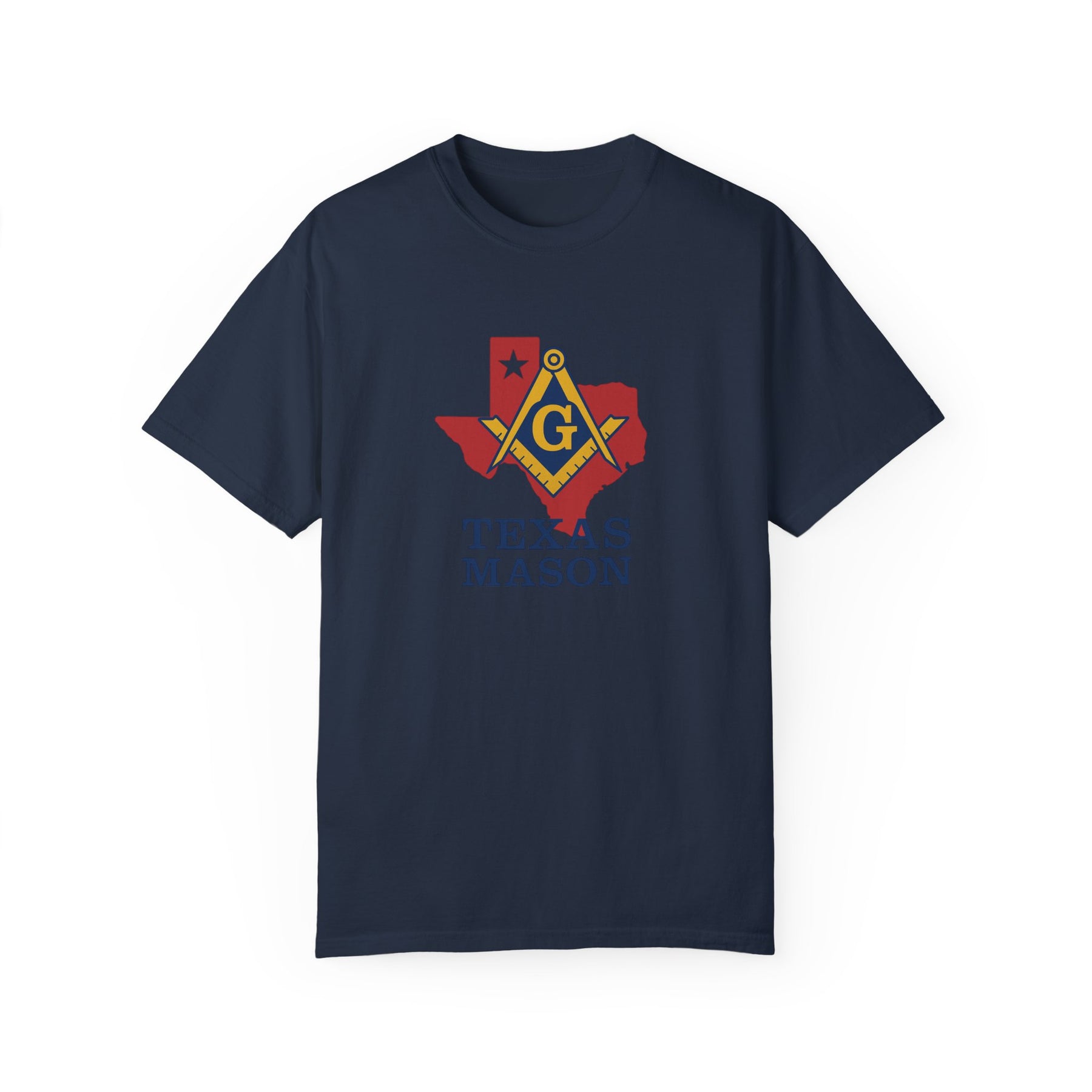 Master Mason Blue Lodge T-Shirt - Texas Mason Garment-Dyed Tee - Bricks Masons
