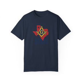 Master Mason Blue Lodge T-Shirt - Texas Mason Garment-Dyed Tee - Bricks Masons