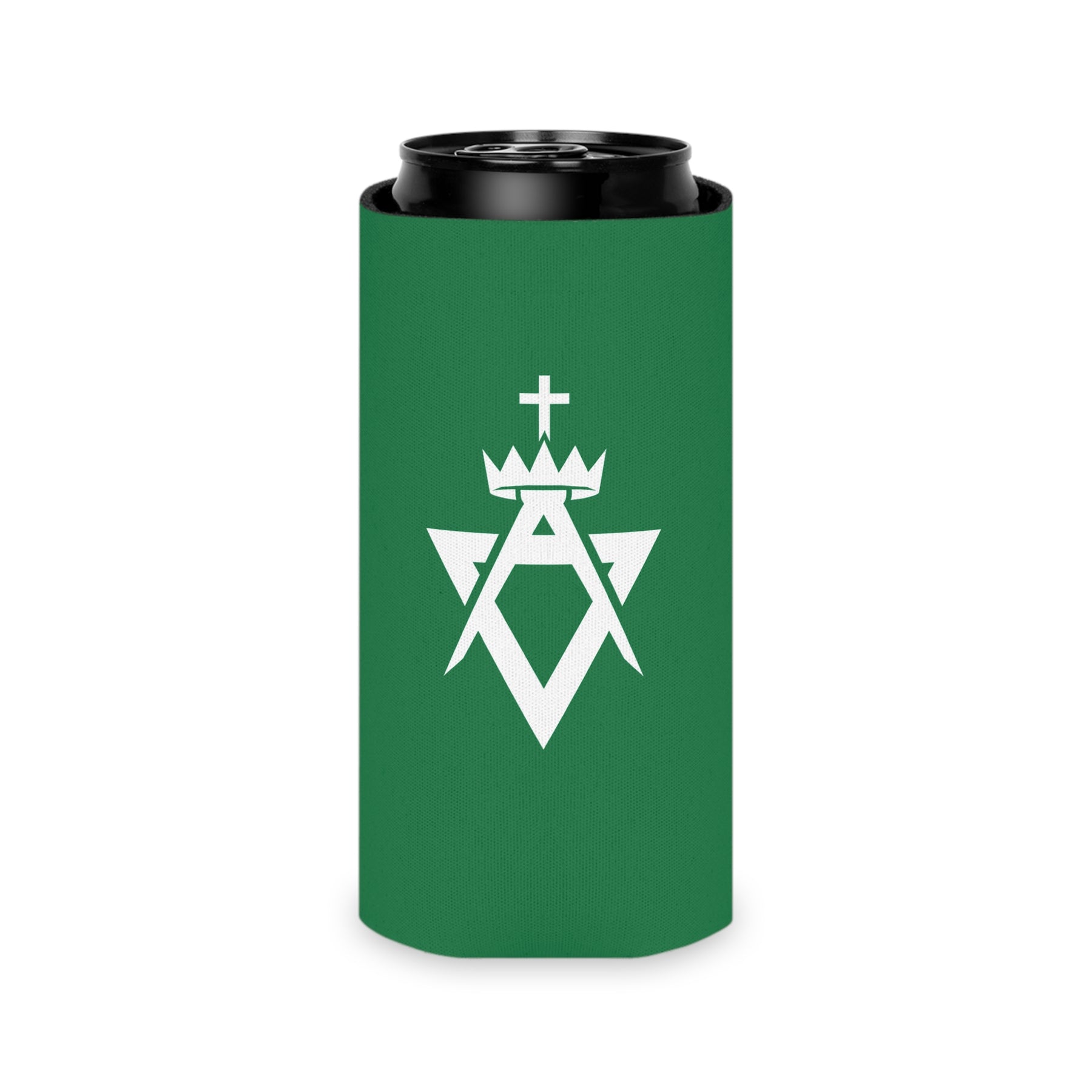 Allied Masonic Degrees Can Cooler - Green & White Polyester Exterior - Bricks Masons