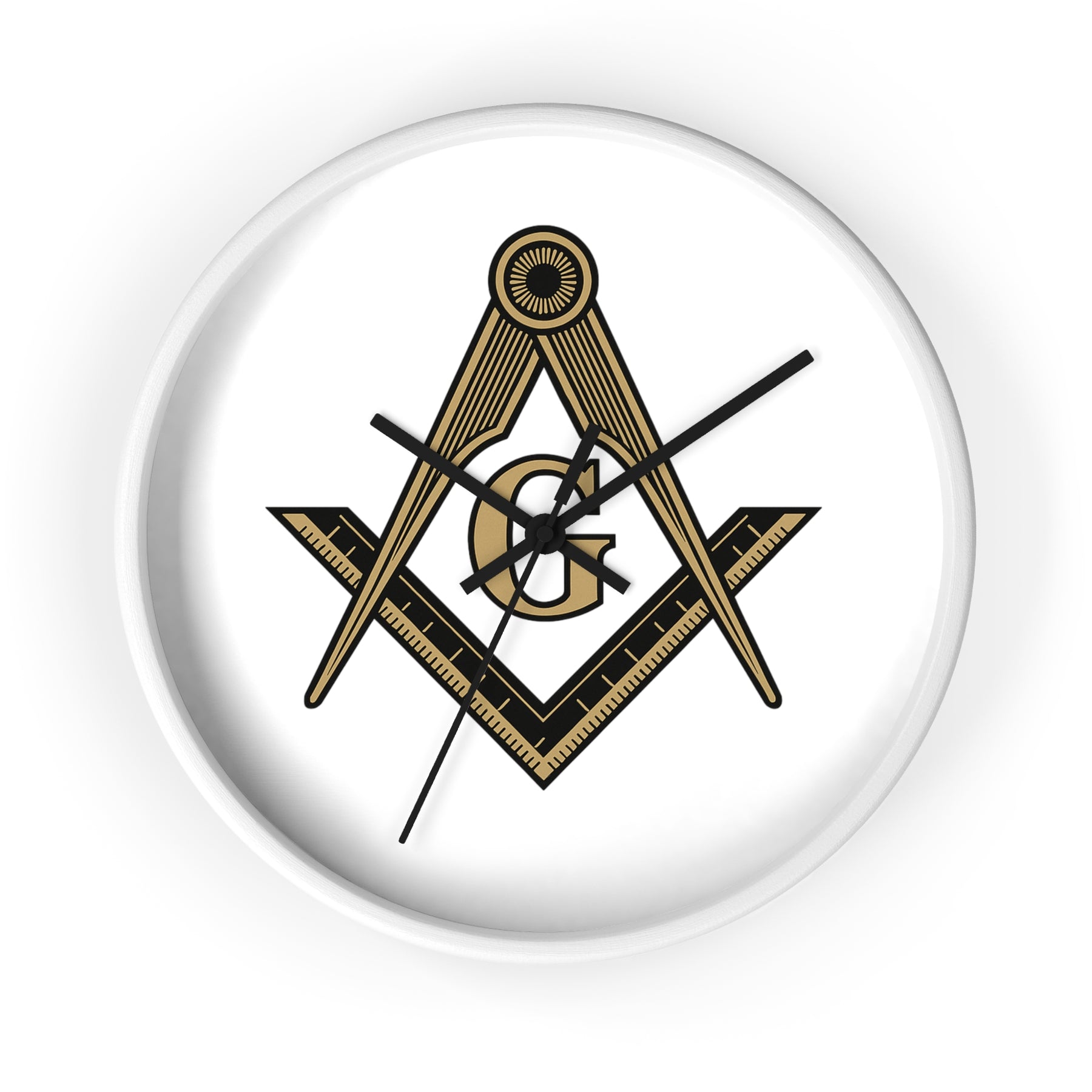 Master Mason Blue Lodge Clock - Distinguished S&C G on White Dial - Bricks Masons