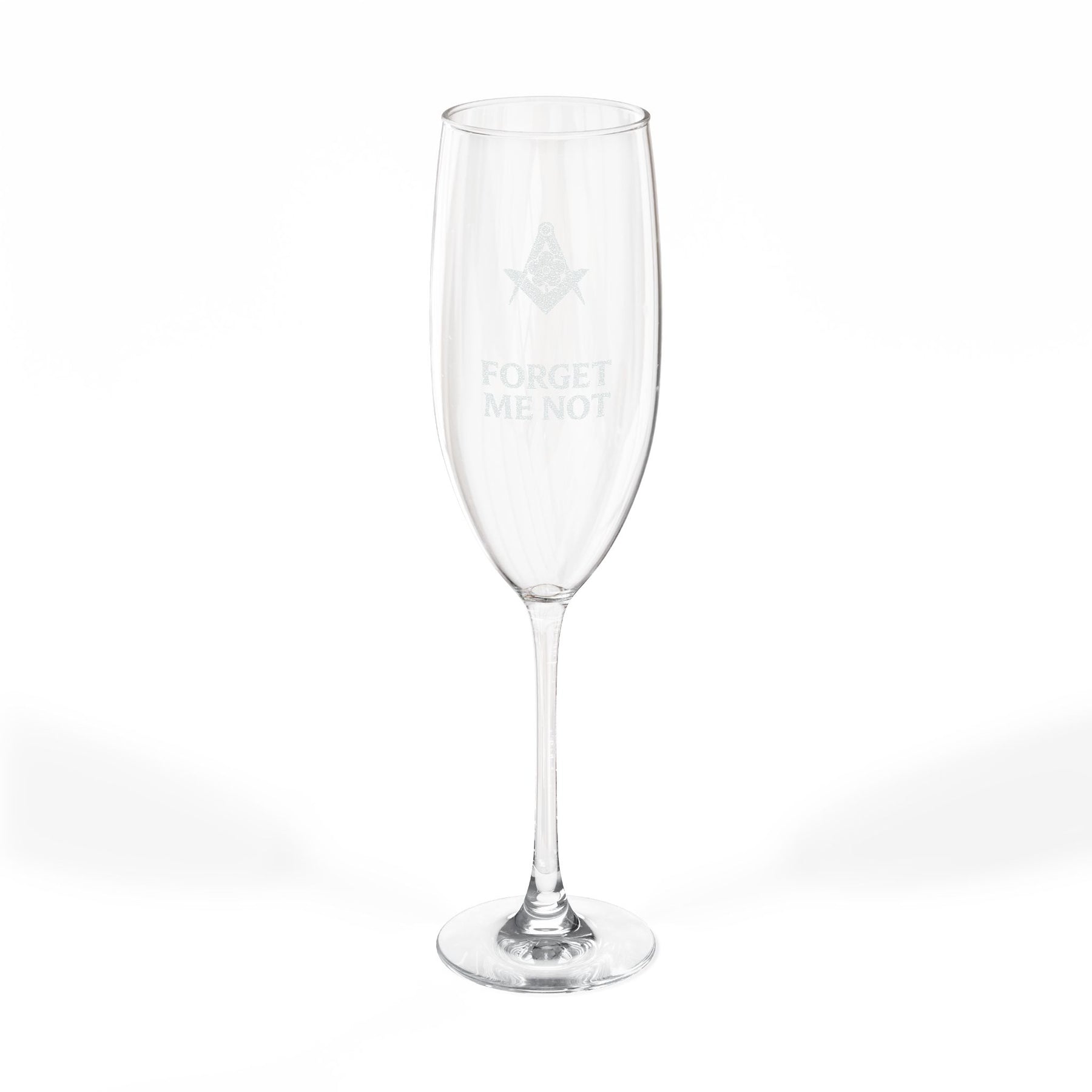 Master Mason Blue Lodge Champagne Flute - Square & Compasses Forget Me Not