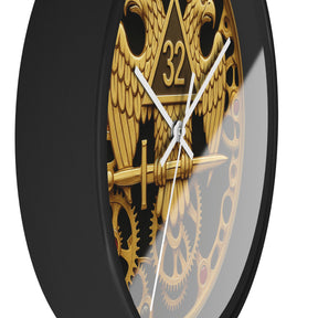 32nd Degree Scottish Rite Clock - Double Headed Eagle with Open Gear - Bricks Masons