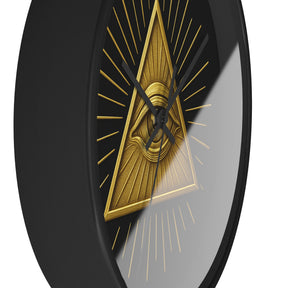 Eye of Providence Clock - Sacred Triangle Eye Emblem on Wooden Frame - Bricks Masons