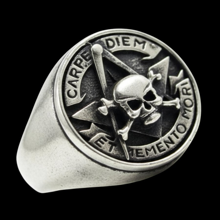 Masonic Carpe Diem Ring in Silver 1.8 cm 12 g Art 890 - Bricks Masons