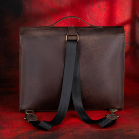 33rd Degree Scottish Rite Briefcase - Genuine Cow Leather Convertible Bag - Bricks Masons