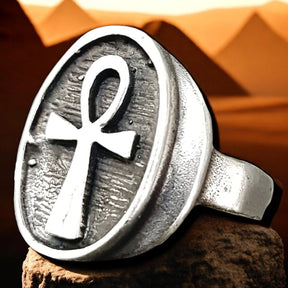Egyptian Ankh Cross Ring in Silver 1.6 x 1 cm 5 g Art 910 - Bricks Masons
