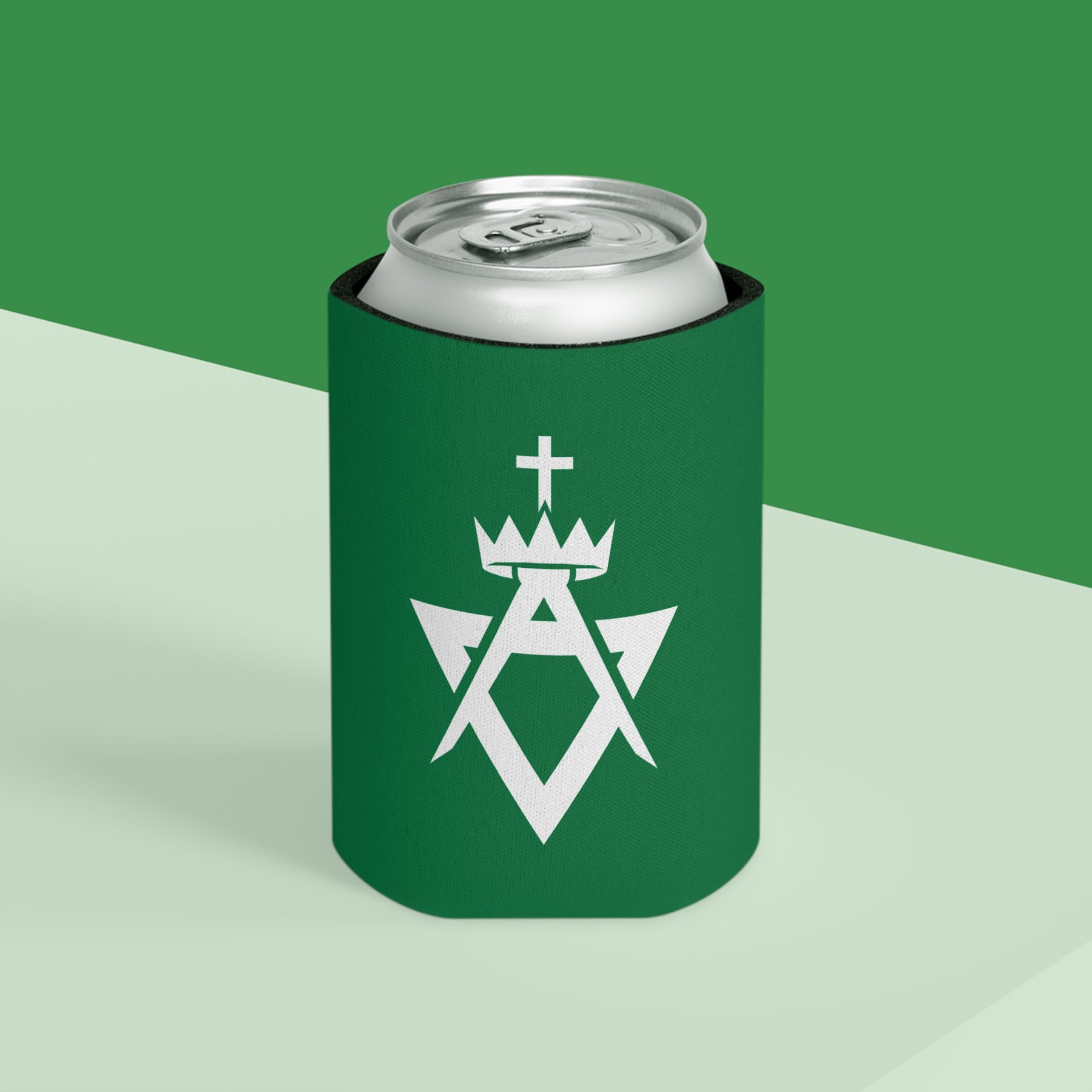 Allied Masonic Degrees Can Cooler - Green & White Polyester Exterior - Bricks Masons