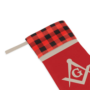 Master Mason Blue Lodge Christmas Stocking - Silver Square & Compass G Emblem - Bricks Masons