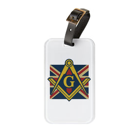 Master Mason Craft Luggage Tag - White With Black Leather Strap - Bricks Masons