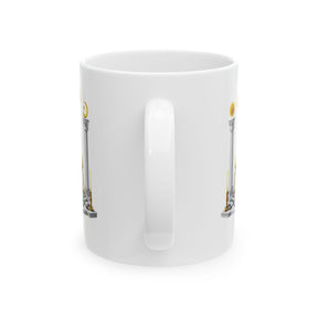 Taza de la Logia Azul de Maestro Masón - S&amp;C G Pilares del Altar y Ojo en Suelo Ajedrezado