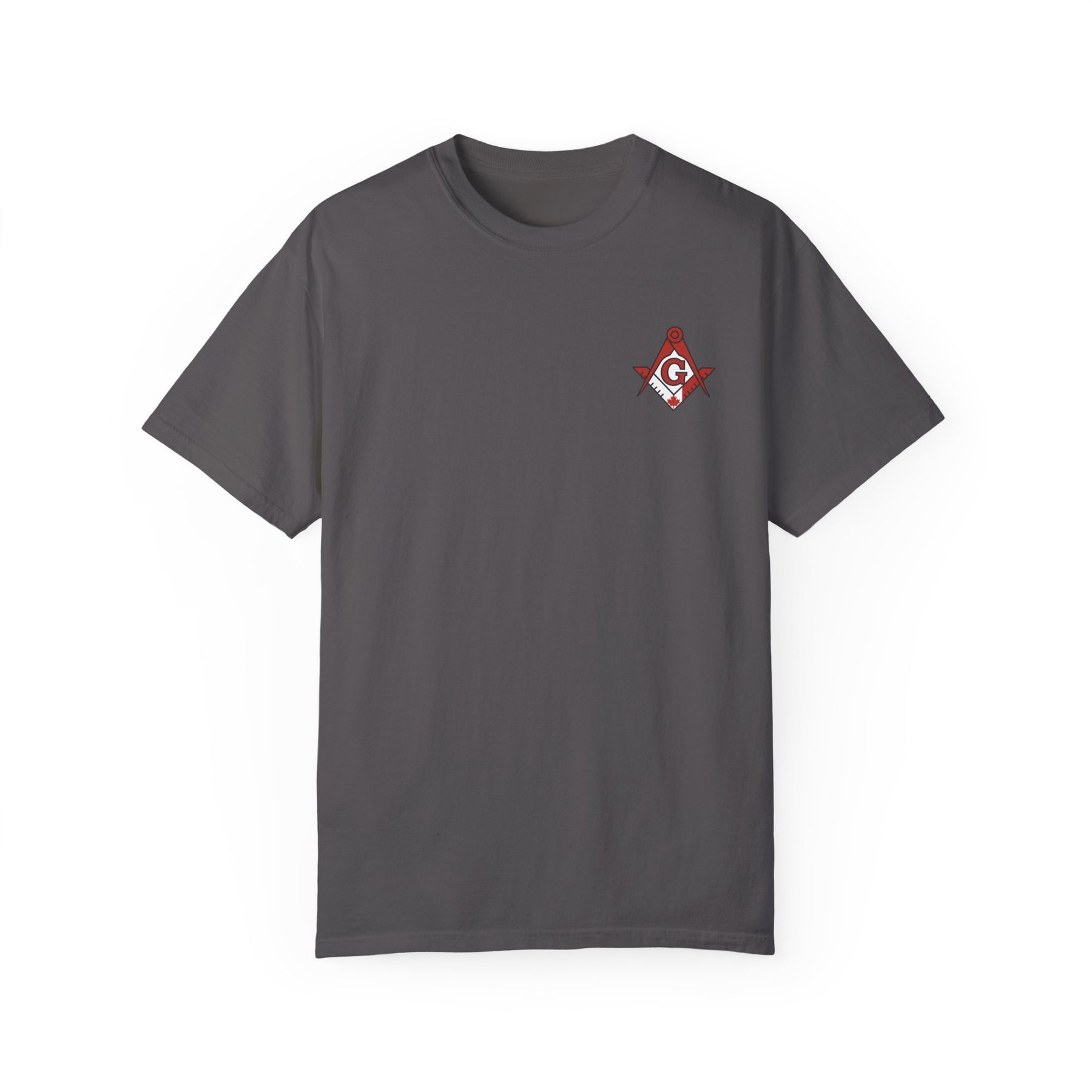 Master Mason Blue Lodge Canada Jurisdiction T-Shirt - Garment-Dyed Tee Various Colors - Bricks Masons