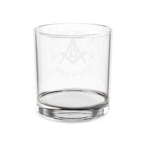 Vaso de whisky de la Logia Azul de Maestro Masón - Cuadrado y Compás G con personalización
