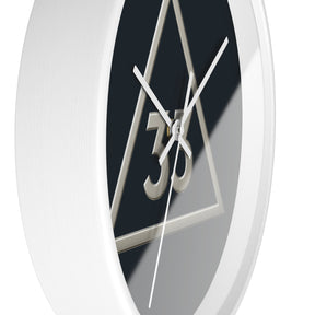 33rd Degree Scottish Rite Clock - Silver Triangle with 33 on Wooden Frame - Bricks Masons