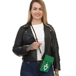 Allied Masonic Degrees Cell Phone Wallet - Microfiber Leather With Adjustable Strap - Bricks Masons