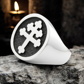 Templar Ring in Silver with Cross of Lorraine 1.6 cm Art 1320 - Bricks Masons