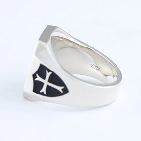 Knights Templar Ring - Maltese Cross Sterling Silver Ring - Bricks Masons