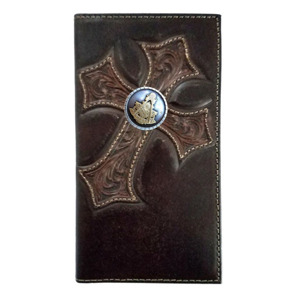 Past Master Blue Lodge Wallet - Genuine Leather Nocona Cross - Bricks Masons