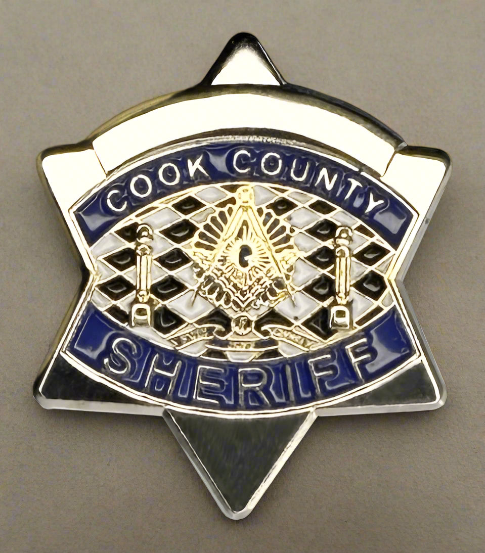 Master Mason Blue Lodge Lapel Pin - Cook County Sheriff Star - Bricks Masons