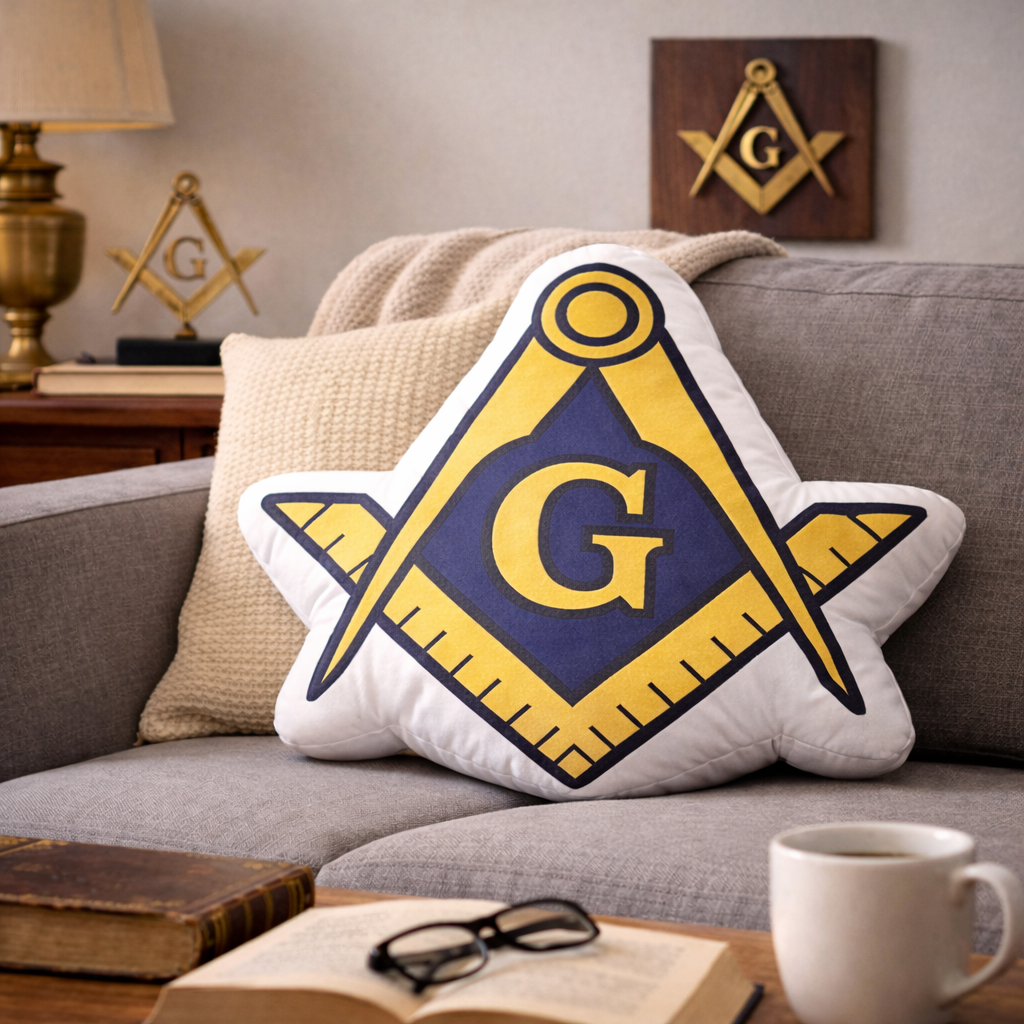Master Mason Blue Lodge Pillow - Gold & Blue SCG - Bricks Masons