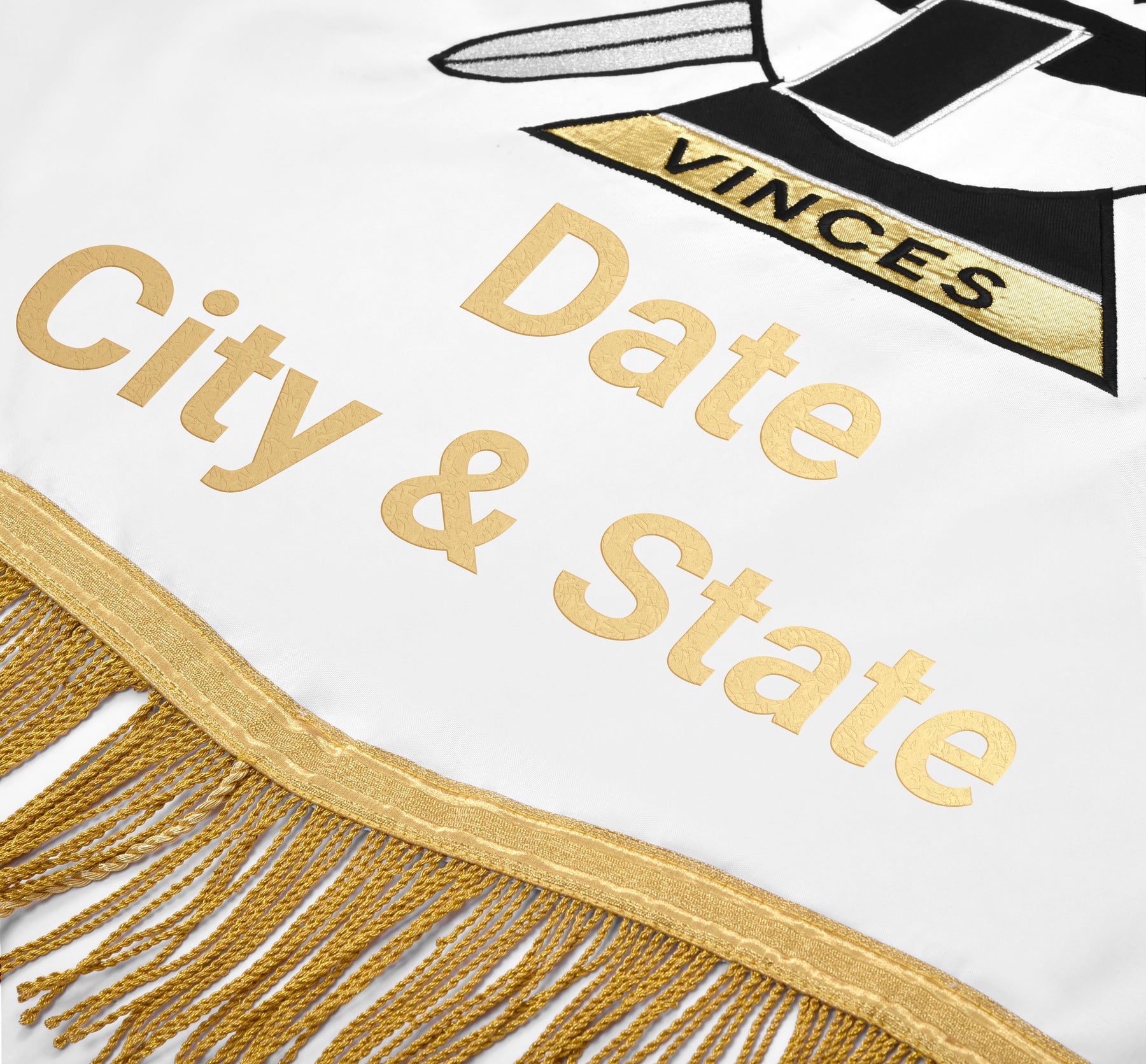 Knights Templar Banner - Personalized Machine Embroidery Golden Braid & Fringe - Bricks Masons