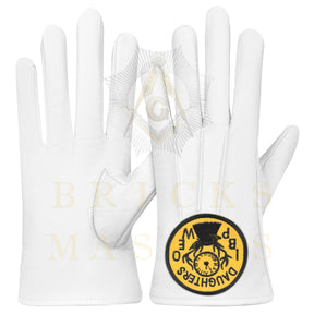 Elks of the World Gloves - White Leather Daughters of IBPOEW - Bricks Masons