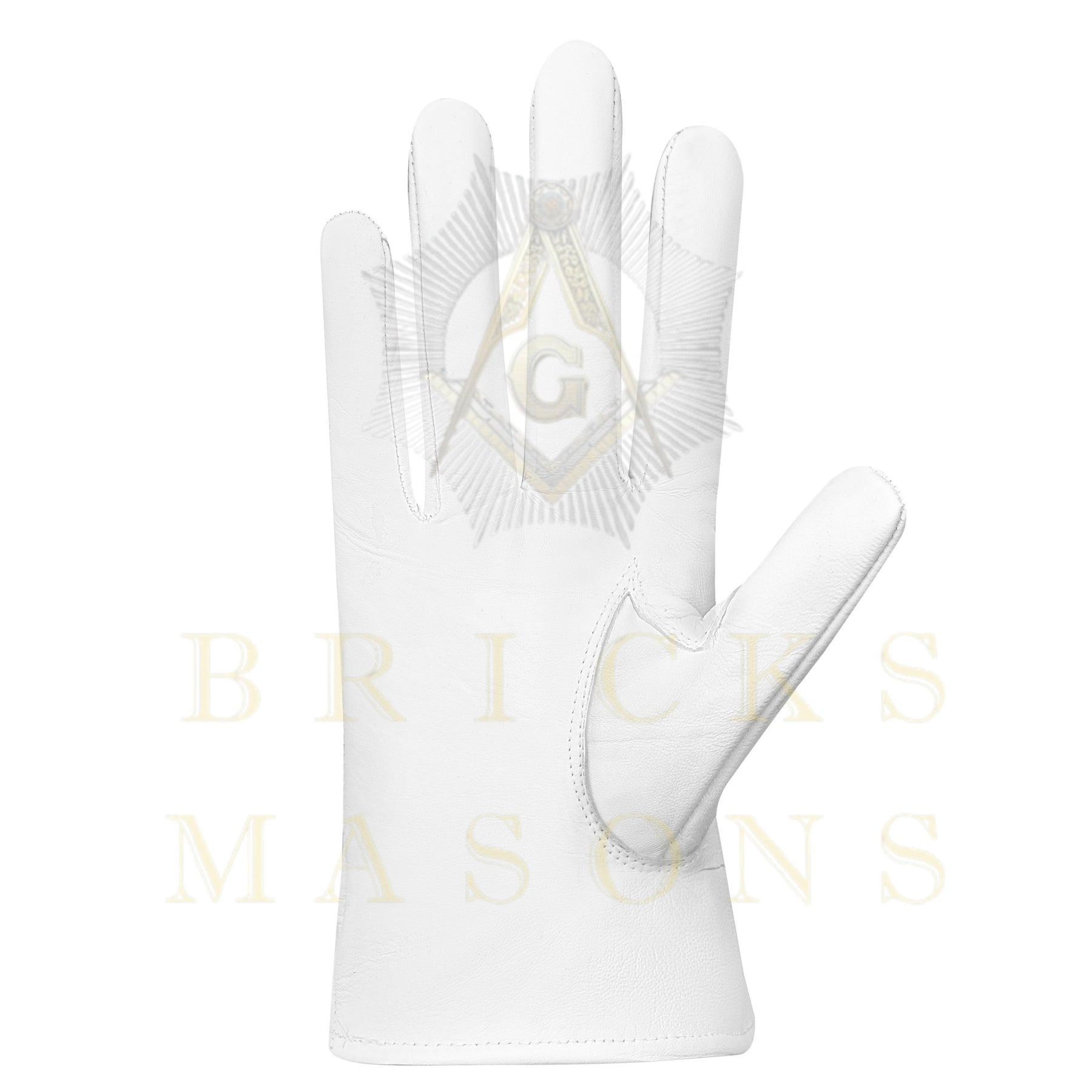 33rd Degree Scottish Rite Gloves -  White Leather Eagle Wings Up Patch - Bricks Masons