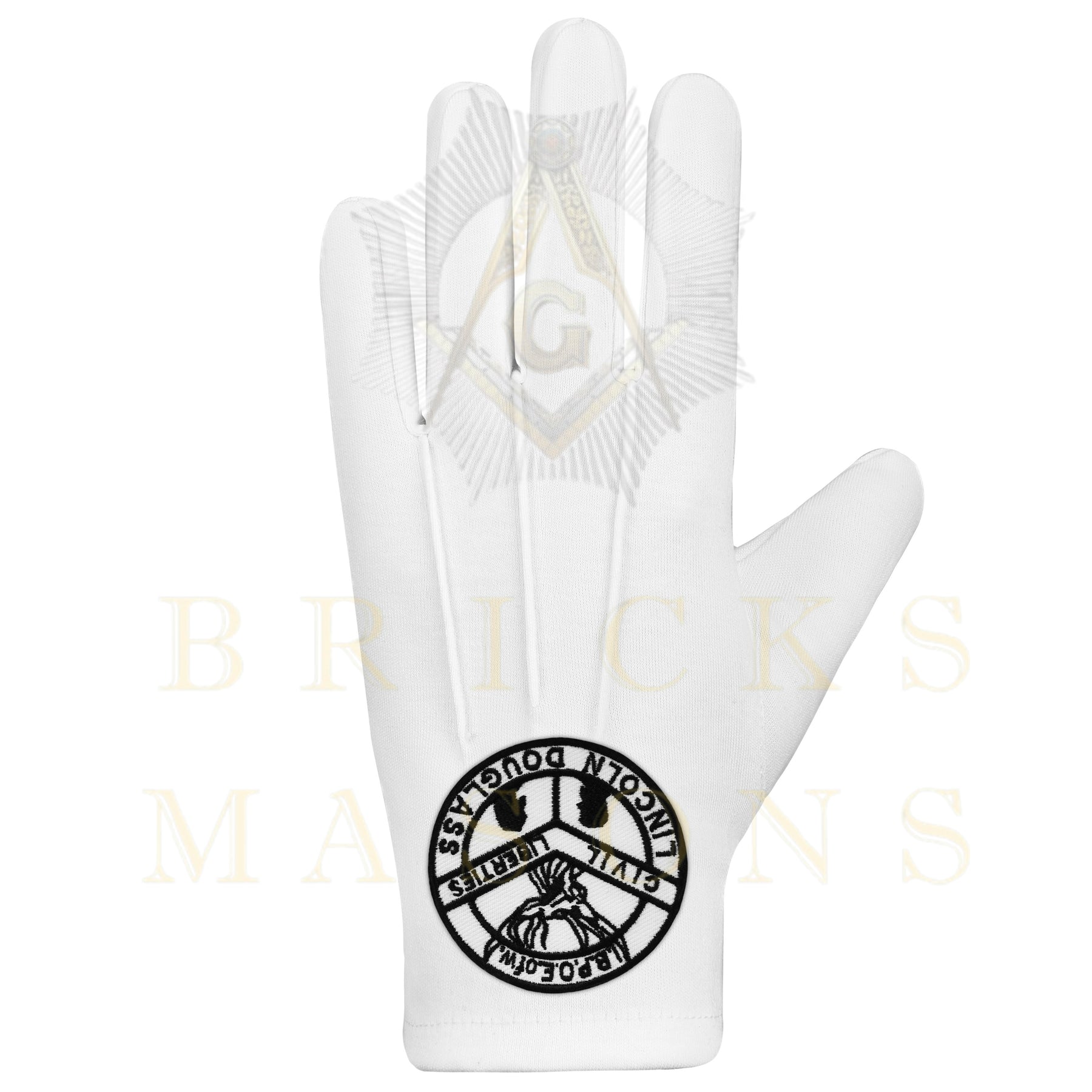 Elks of the World Gloves - White Cotton Civil Liberties - Bricks Masons