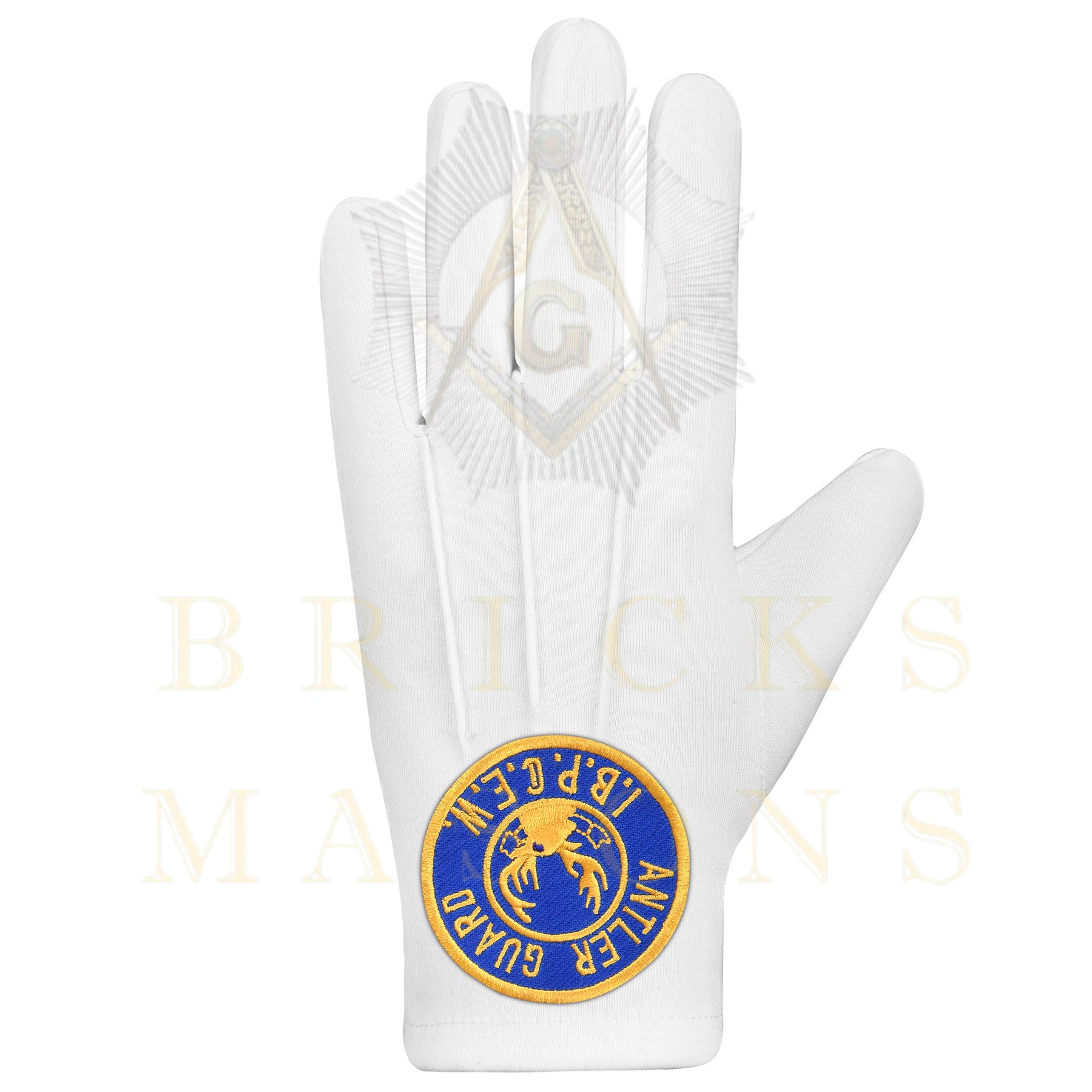 Antlered Guard Elks of the World Gloves - White Cotton - Bricks Masons