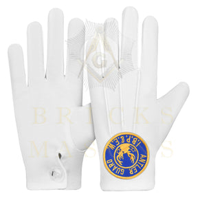Antlered Guard Elks of the World Gloves - White Cotton - Bricks Masons