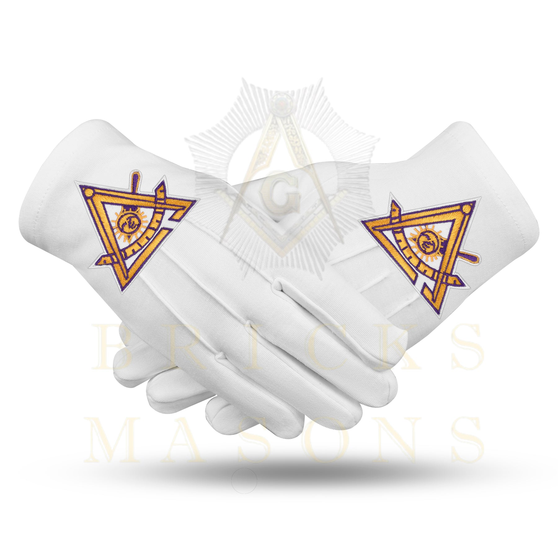 Past Thrice Illustrious Master Council Gloves - White Cotton - Bricks Masons