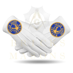 Antlered Guard Elks of the World Gloves - White Cotton - Bricks Masons