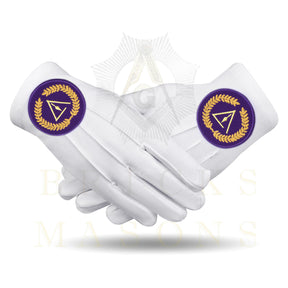 Grand Council Gloves - White Cotton With Purple Patch - Bricks Masons