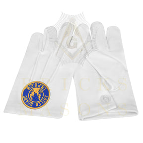 Antlered Guard Elks of the World Gloves - White Cotton - Bricks Masons