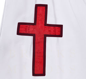 Knights Templar Mantle - White With Red Cross Various Sizes - Bricks Masons