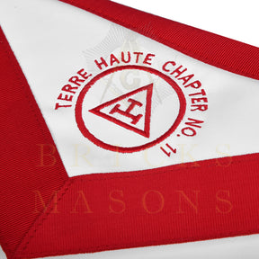Royal Arch Chapter & Council Apron - Reversible Double-Sided Purple & Red Ribbon - Bricks Masons