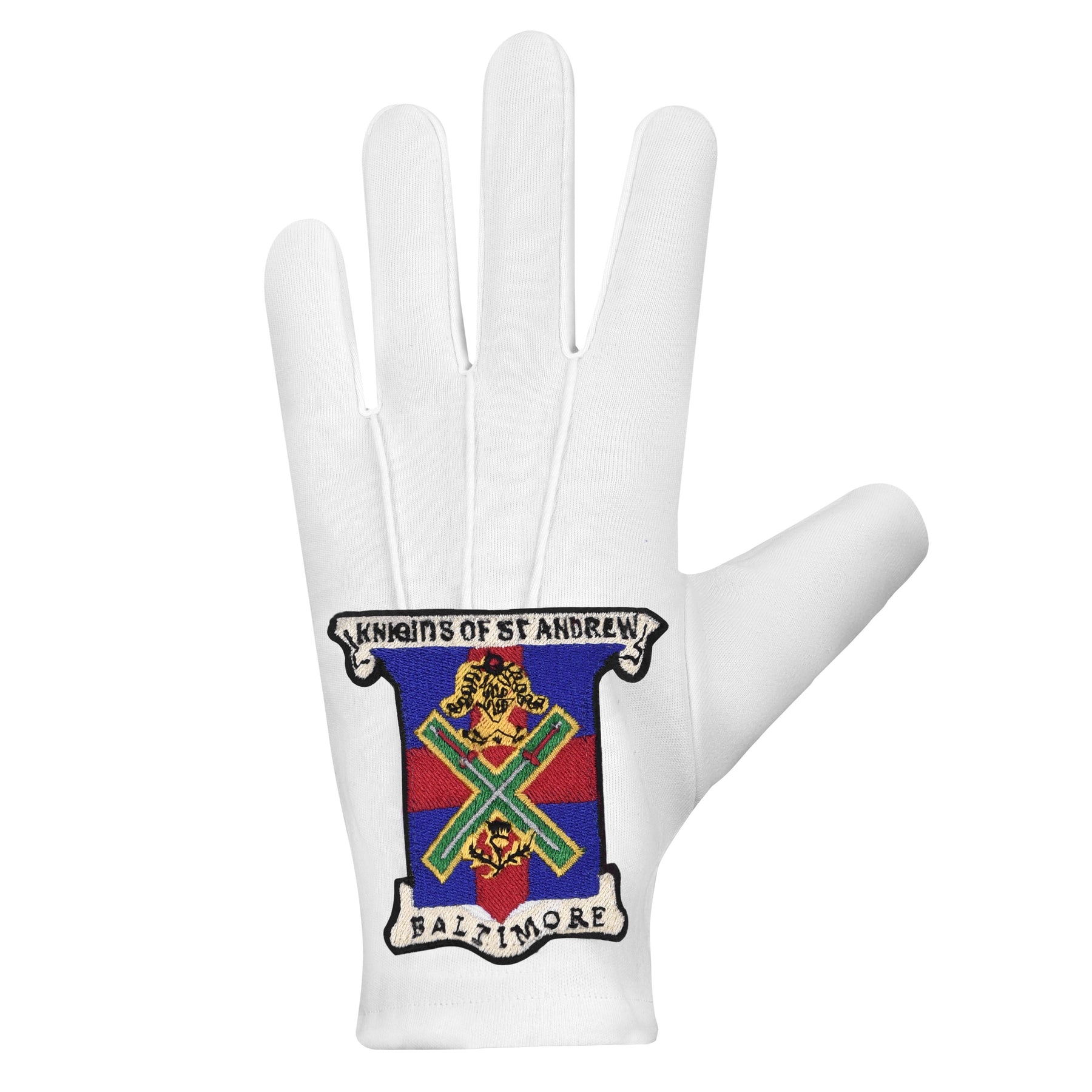 29th Degree Scottish Rite Gloves - White Cotton Knights of St. Andrew